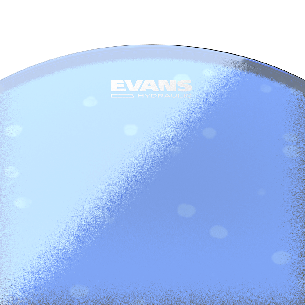 Detalle del parche Evans Hydraulic Blue Coated B14HB