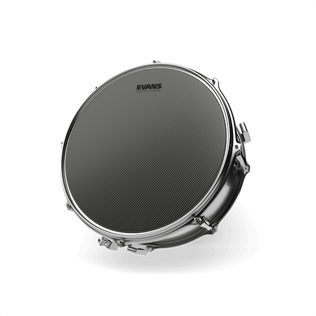 Parche Evans Hybrid Coated B14MHG instalado en redoblante
