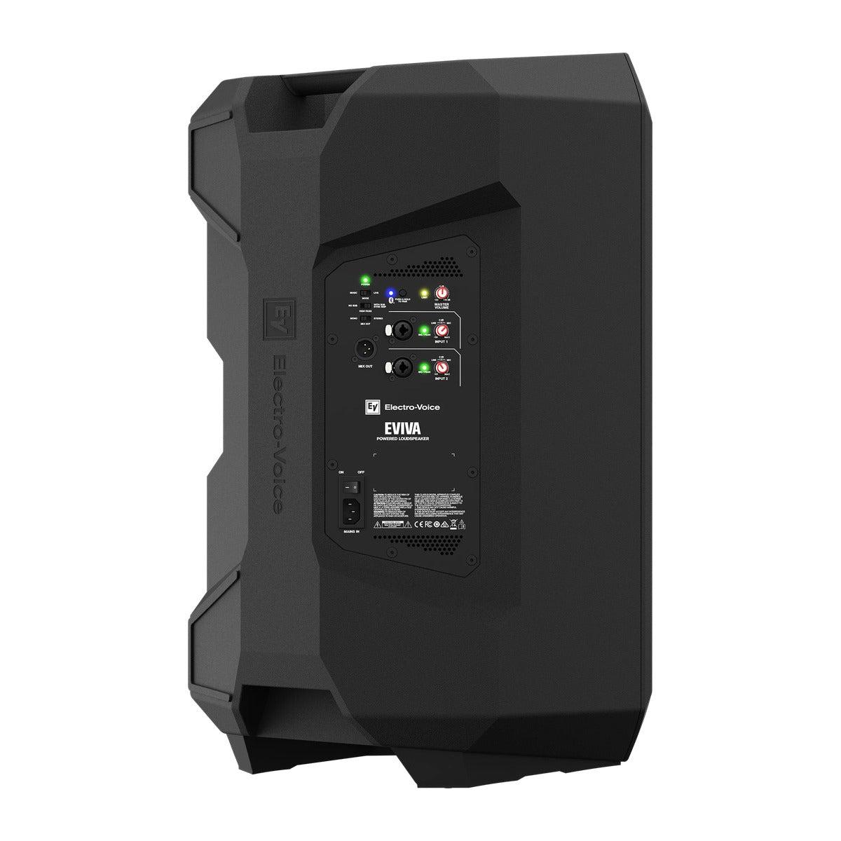Cabina activa Electro-Voice EVIVA 15P, vista posterior y conexiones