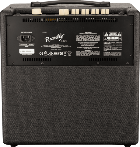 Amplificador de bajo Fender Rumble LT25 negro, vista posterior