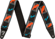 Correa Fender Neon Monogrammed azul y naranja, vista frontal