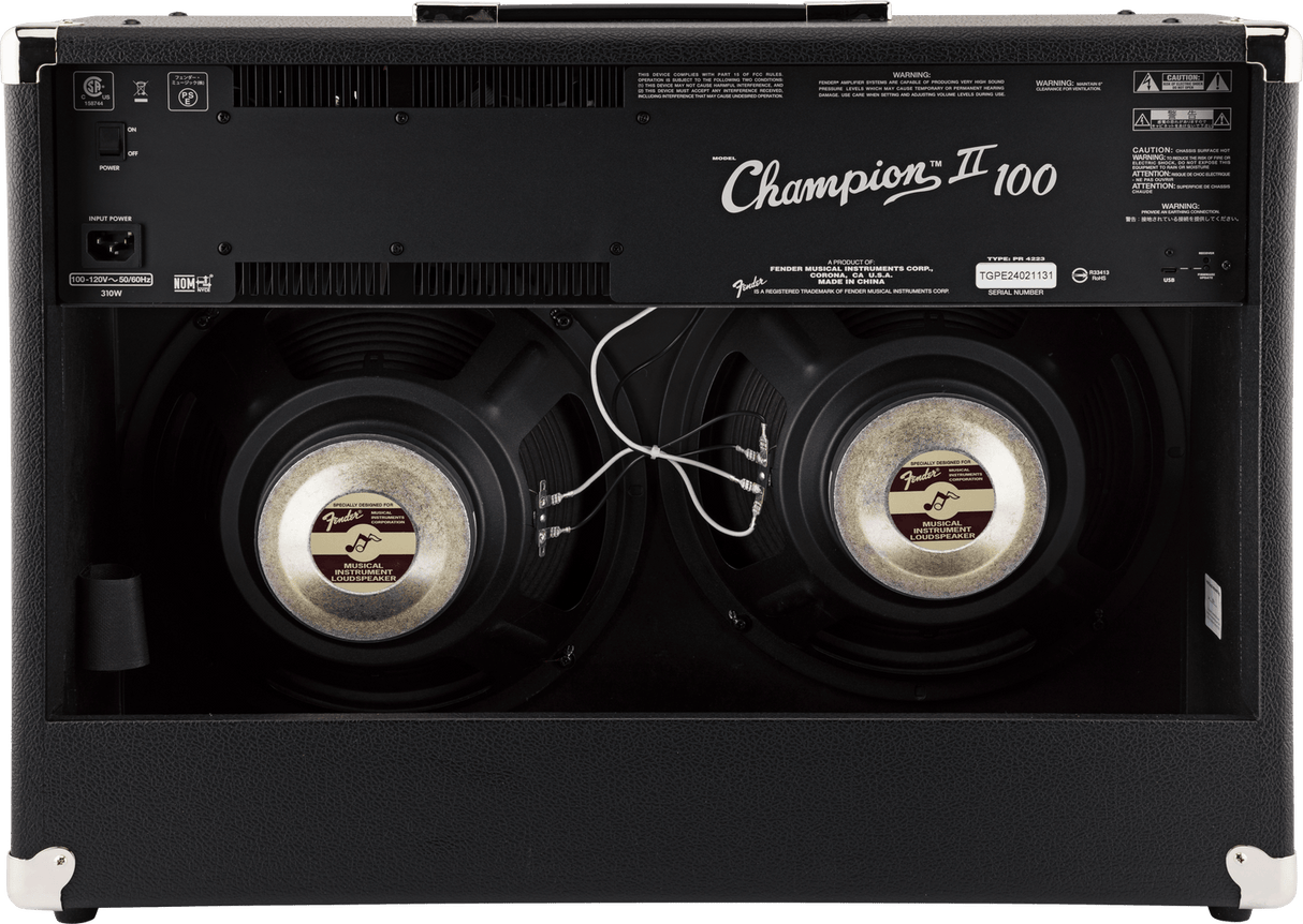 Amplificador Fender Champion II 100 negro, vista posterior