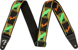 Correa Fender Neon Monogrammed verde y naranja, vista frontal