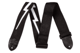 Correa Fender Nylon Lightning Bolt negra y blanca, vista frontal