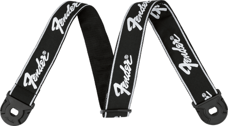Correa Fender Quick Grip Running Logo negra, vista frontal