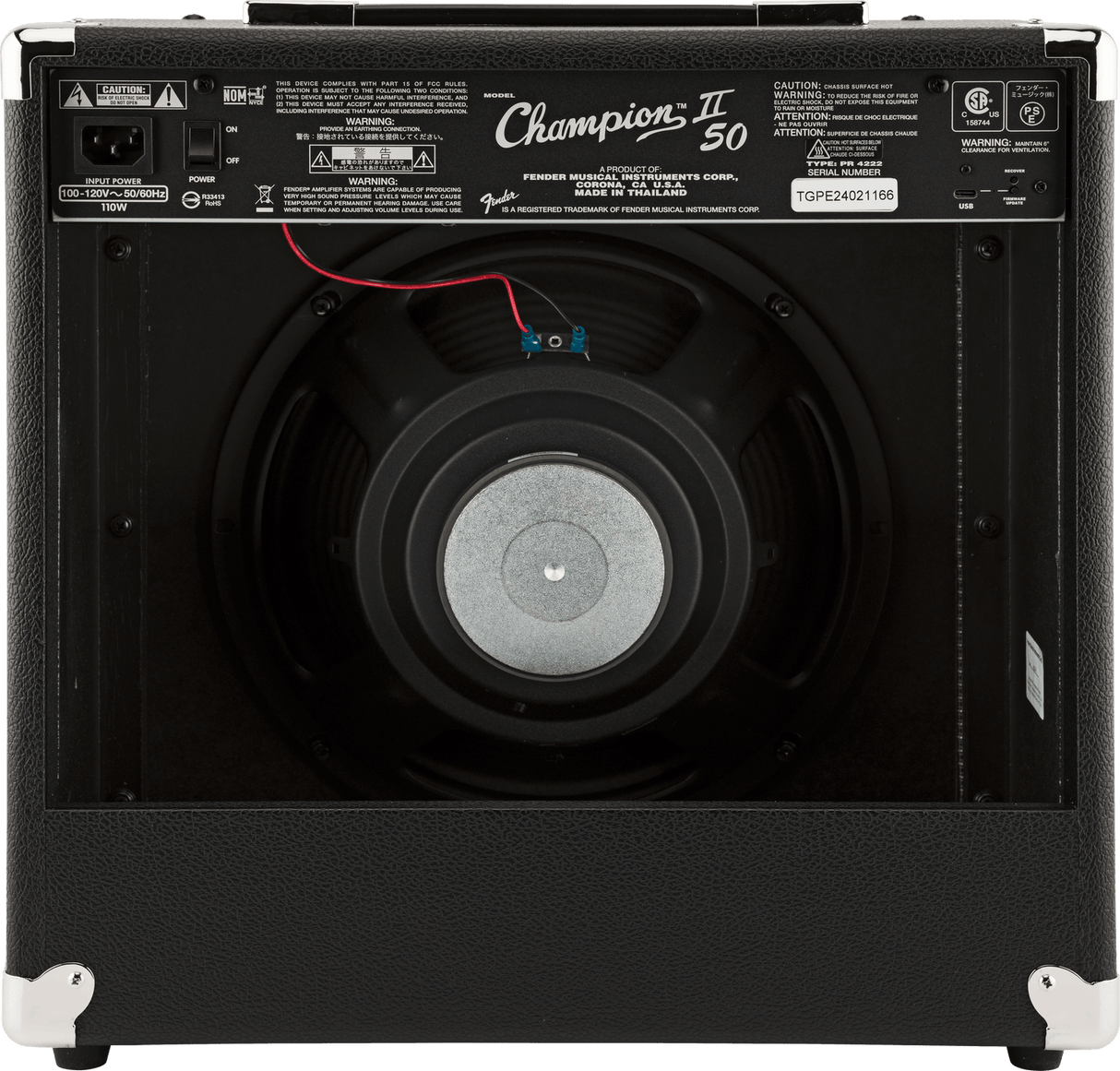 Amplificador Fender Champion II 50 negro, vista posterior