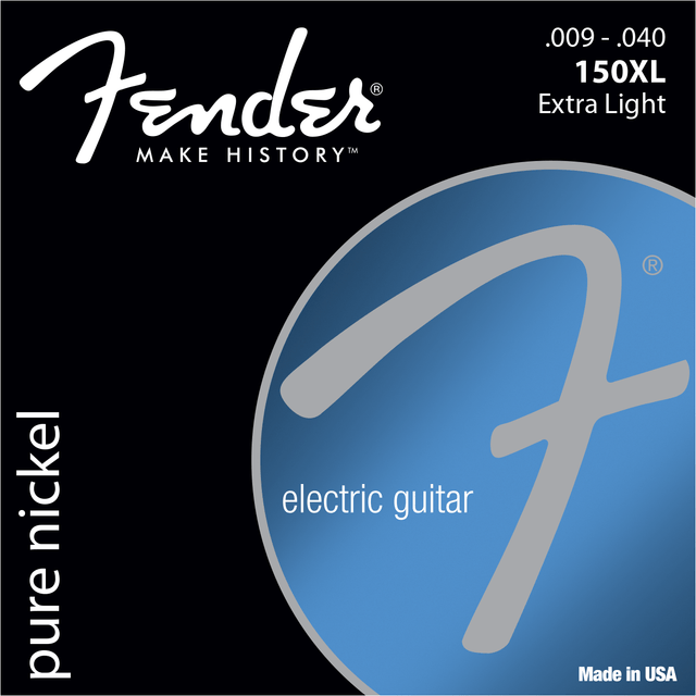 Juego de cuerdas Fender Original 150XL Pure Nickel .009-.040, empaque frontal