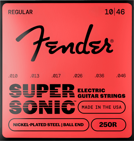 Juego de cuerdas Fender SuperSonic 250R .010-.046, empaque frontal