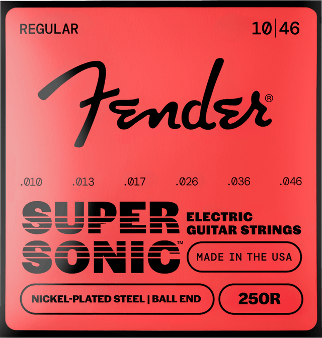 Juego de cuerdas Fender SuperSonic 250R .010-.046, empaque frontal