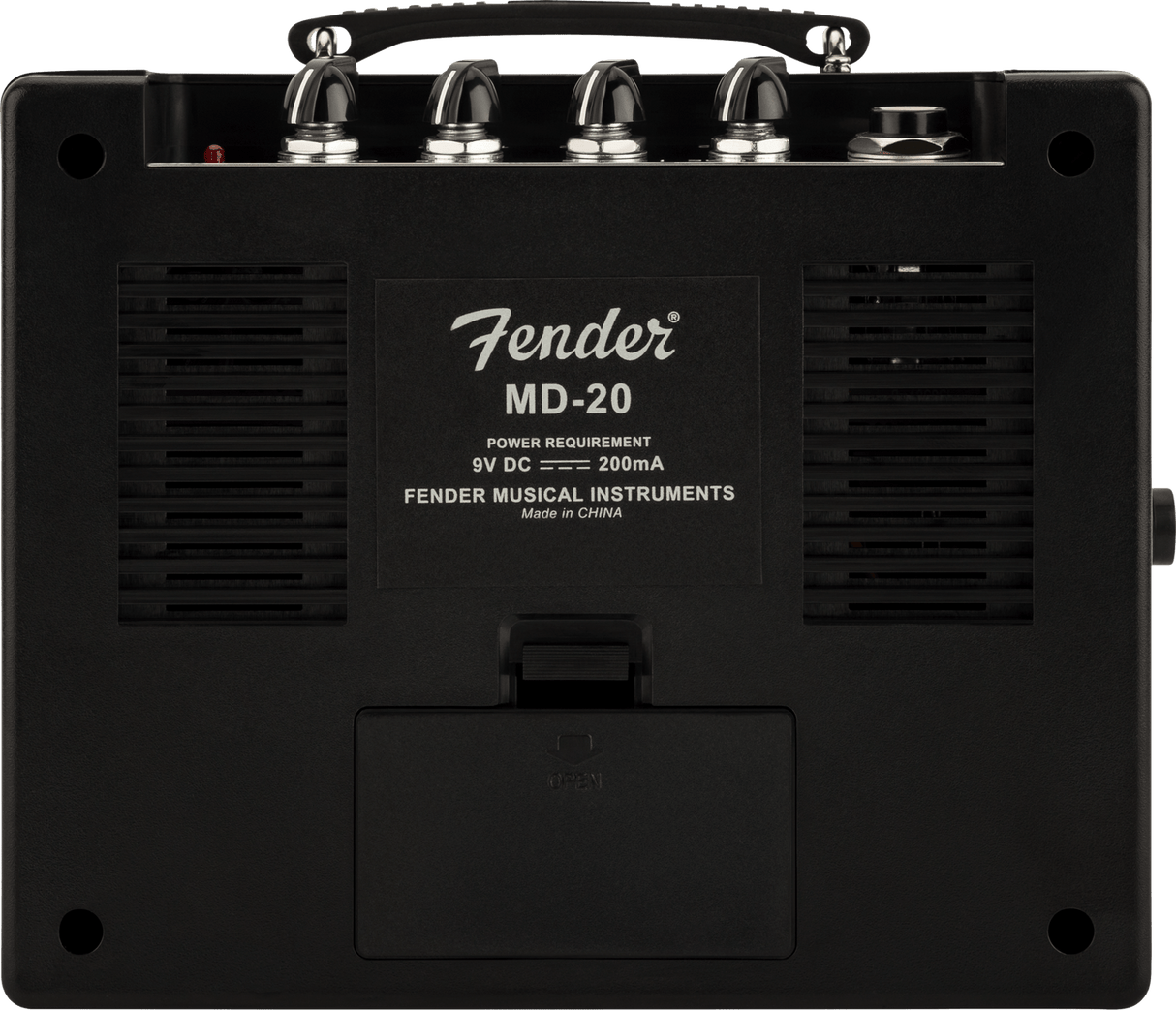 Mini amplificador Fender MD20 Mini Deluxe negro, vista posterior