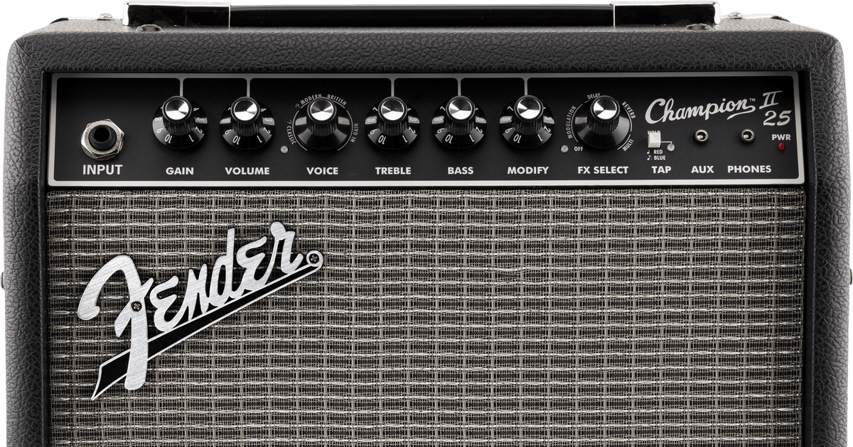 Amplificador Fender Champion II 25, detalle del panel de controles
