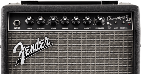 Amplificador Fender Champion II 25, detalle del panel de controles