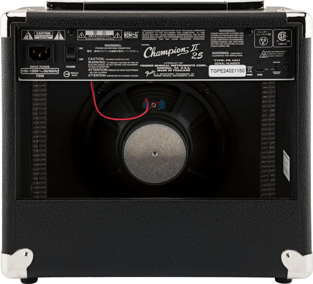 Amplificador Fender Champion II 25, vista posterior