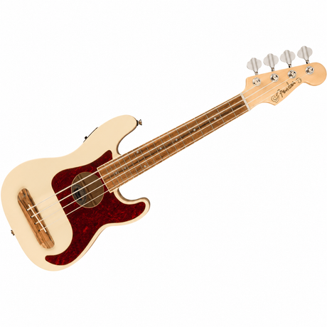 Fender Fullerton Precision Bass Uke Olympic White completo en diagonal