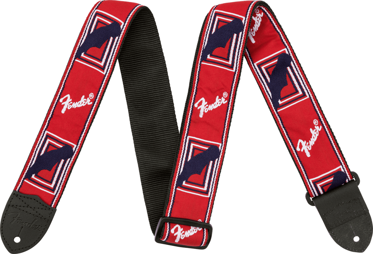 Correa Fender Monogram roja, blanca y azul