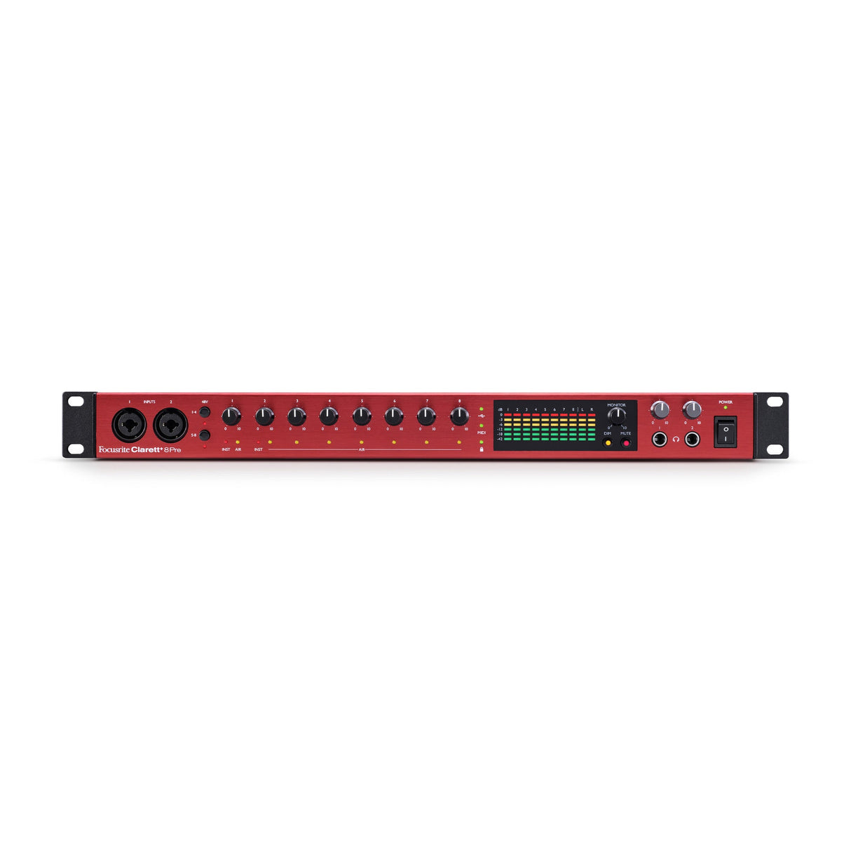 Focusrite Clarett+ 8Pre vista frontal