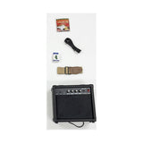Amplificador GA-20 y accesorios incluidos en el combo Ayson ST-SET azul sobre fondo blanco