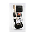 Combo Guitarra Eléctrica Ayson Telecaster Negra TL-SET completo en su embalaje con amplificador y accesorios sobre fondo blanco