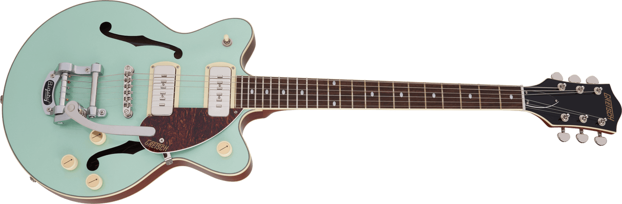 Guitarra eléctrica Gretsch G2655T-P90 Streamliner Two-Tone Mint Metallic, ángulo frontal derecho