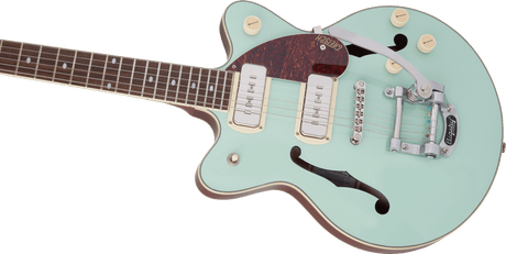 Guitarra eléctrica Gretsch G2655T-P90 Streamliner Two-Tone Mint Metallic, perfil lateral izquierdo