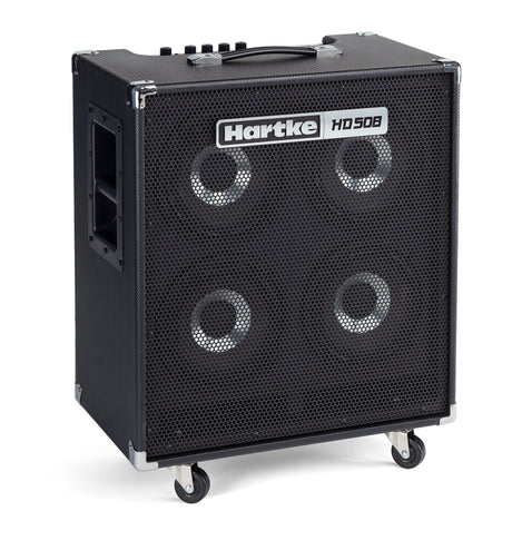 Amplificador Hartke HD508 vista diagonal con ruedas