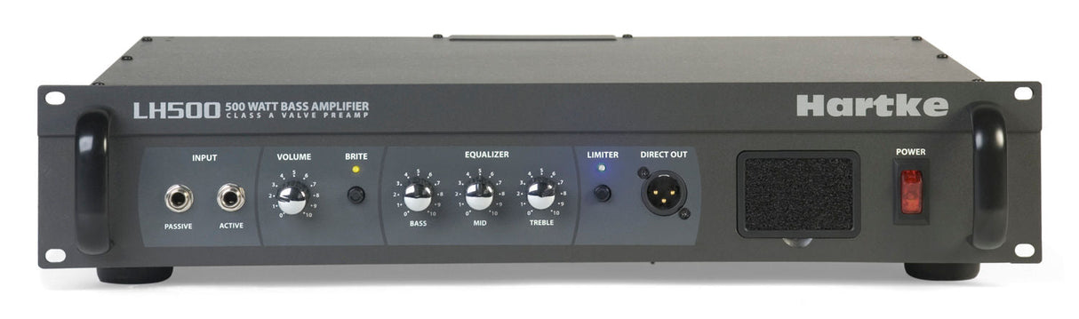 Cabezote para bajo Hartke LH500 de 500 W, vista frontal