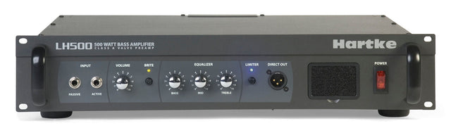 Cabezote para bajo Hartke LH500 de 500 W, vista frontal