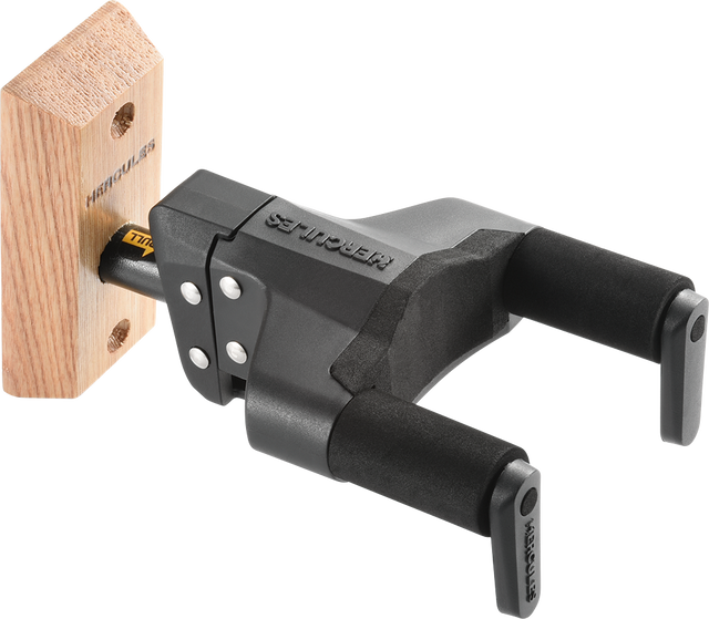 Colgador de pared para guitarra HERCULES GSP38WB PLUS con base de madera, vista principal