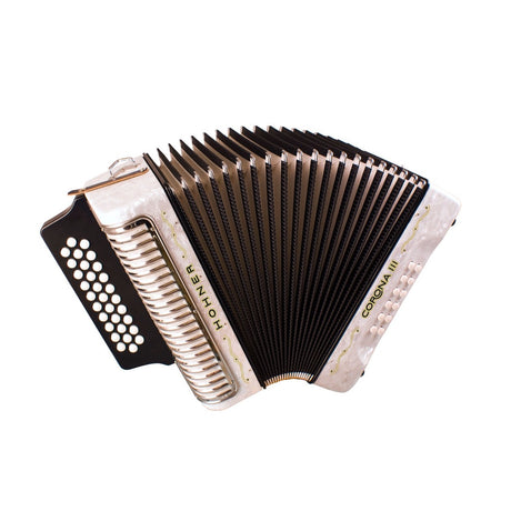 Acordeón Hohner Corona III blanco, vista principal
