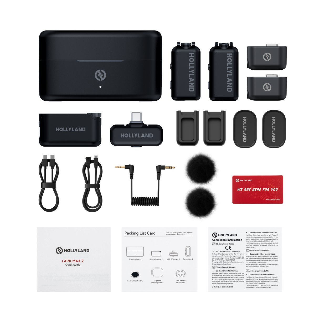 Contenido completo del Hollyland LARK MAX 2 Combo para 2 personas