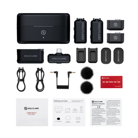 Contenido completo del Hollyland LARK MAX 2 Combo para 2 personas