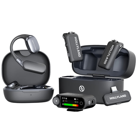 Hollyland LARK MAX 2 Ultimate Combo con dos transmisores, receptores y audífonos OWS