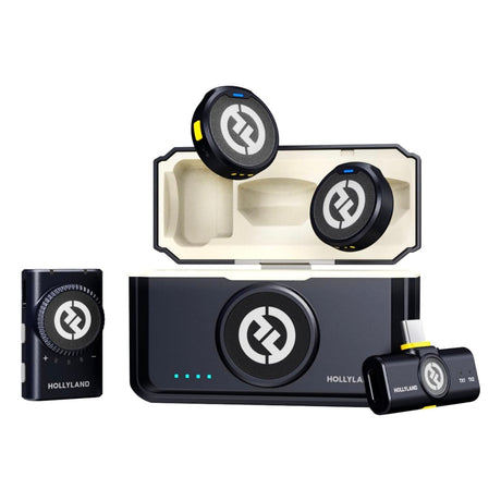 Hollyland LARK M2 Mini Combo con dos transmisores, receptor para cámara, receptor USB-C y estuche