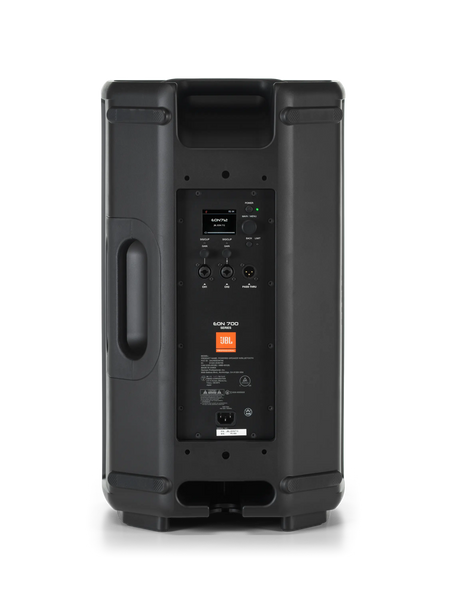 Cabina activa JBL EON712, vista posterior del panel