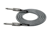 Detalle del cable tejido Kirlin IWCC-201PN en acabado negro y plata