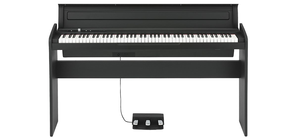 KORG LP-180-BK piano digital negro con base y pedalera, vista frontal