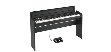 KORG LP-180-BK piano digital negro con mueble, vista en ángulo
