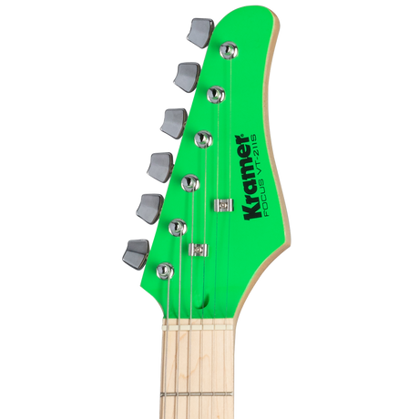 Guitarra Kramer Focus VT-211S Neon Green – detalle de la pala y clavijas