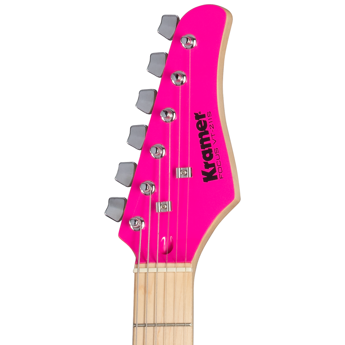 Guitarra Kramer Focus VT-211S Hot Pink – detalle de la pala y clavijas