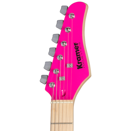 Guitarra Kramer Focus VT-211S Hot Pink – detalle de la pala y clavijas