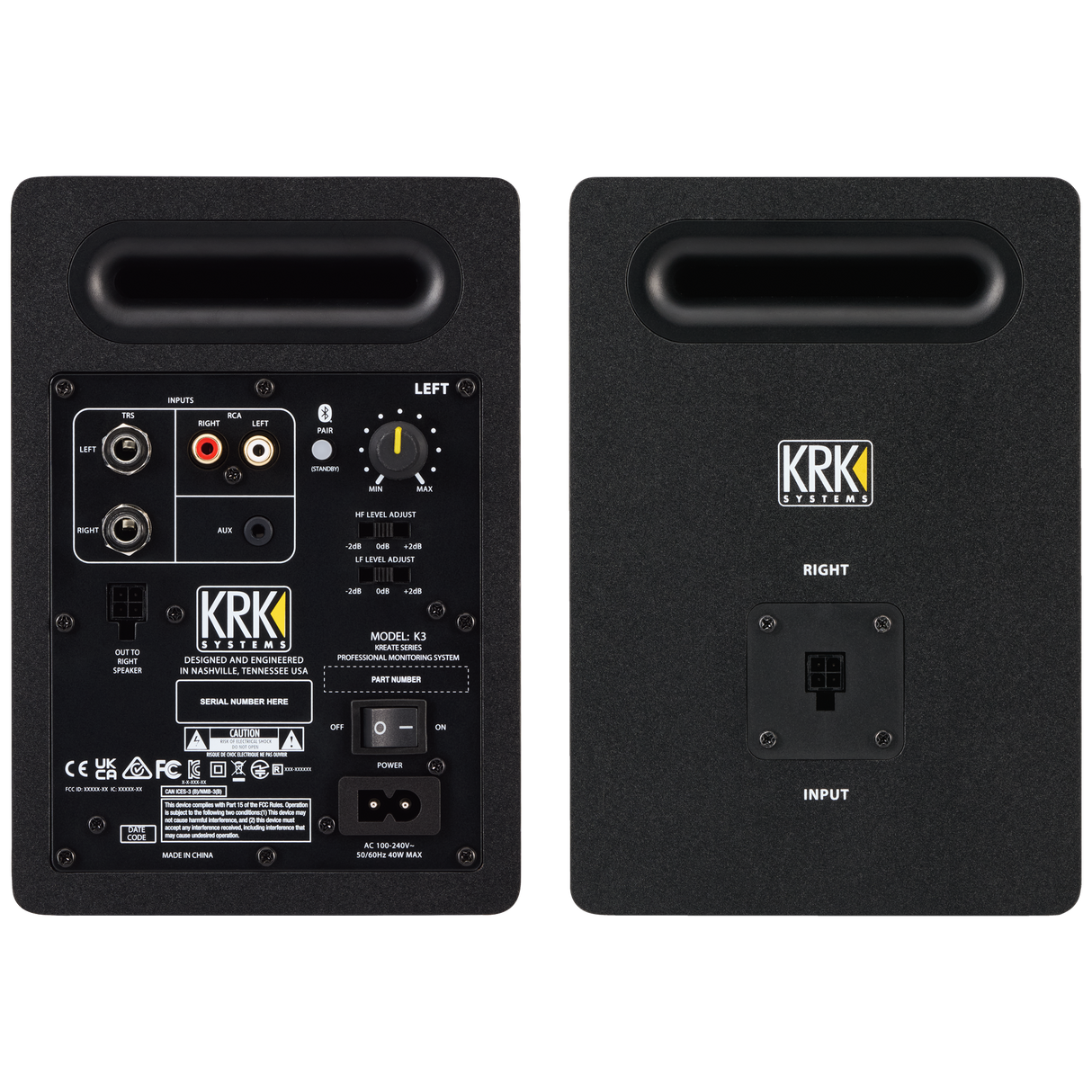 Par de monitores KRK Kreate 3 negros, vista posterior