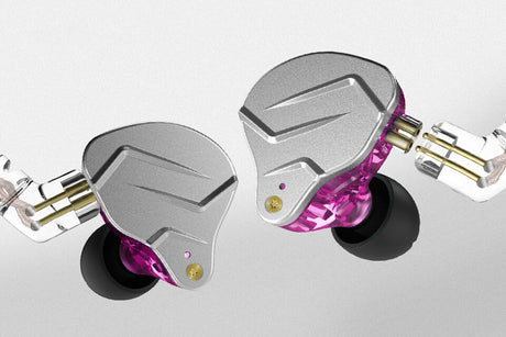 Audífonos in-ear KZ ZSN Pro morados, vista principal centrada