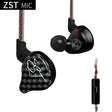 Audífonos in-ear KZ ZST morados, vista principal centrada