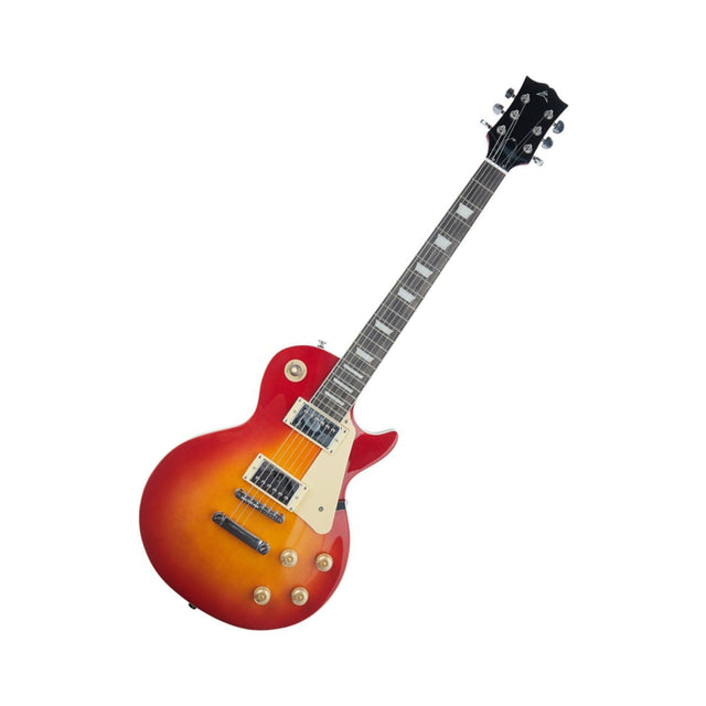Guitarra Eléctrica Ayson Les Paul LP Sunburst en vista diagonal sobre fondo blanco