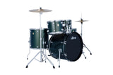 Batería acústica Ludwig Accent Jade Dust verde, vista frontal diagonal