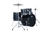 Batería acústica Ludwig Accent Moon Dust gris carbón, vista frontal diagonal