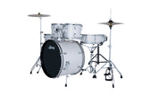 Batería acústica Ludwig Accent Snow Dust blanca, vista principal del kit completo