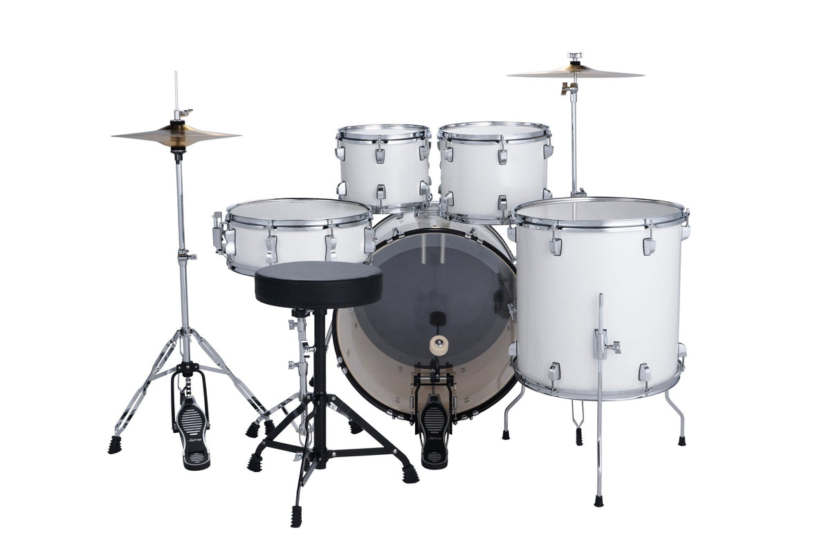 Batería acústica Ludwig Accent Snow Dust blanca, vista alternativa del kit