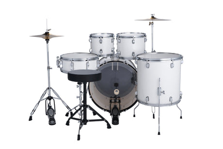 Batería acústica Ludwig Accent Snow Dust blanca, vista alternativa del kit
