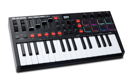 Controlador MIDI M Audio Oxygen Pro Mini vista principal completa